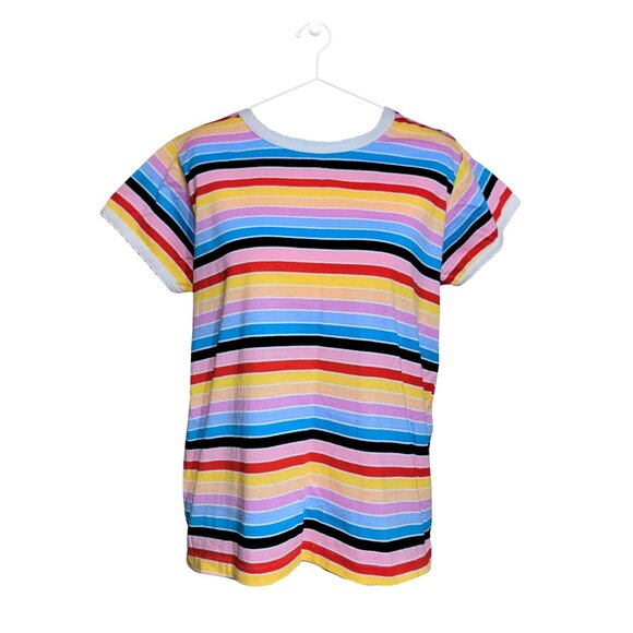 Picket and Post Colorful Striped Short Sleeve Top | Size: Medium - Picture 1 of 13